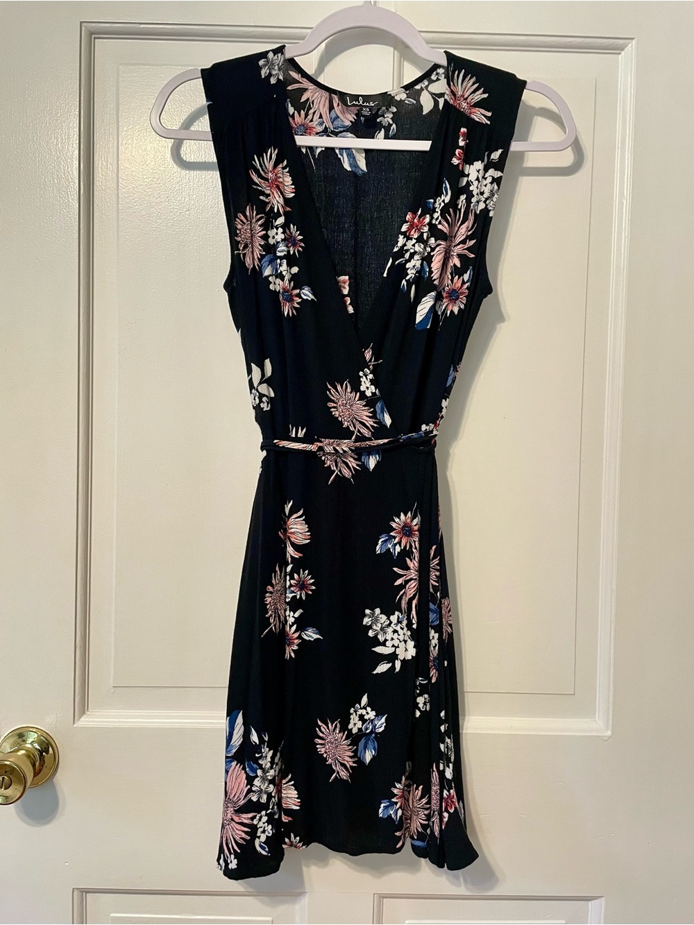 Lulu's Black Floral Wrap Dress